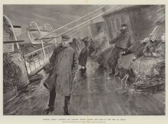 Előre tekintve, Sir Redvers Buller tábornok a Vizcayai-öbölben lévő Gale-el szemben